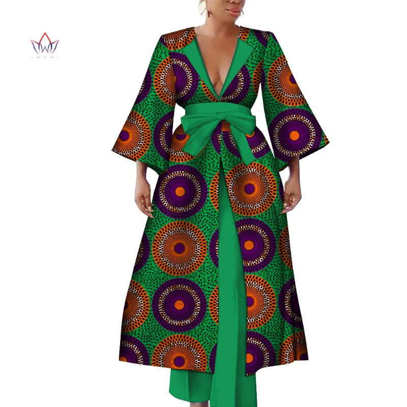 

Ethnic Clothing African Clothes For Women 2 Pcs Set Floral Print Long Jacket Coat And Loose Pant Casual Dashiki Outfit Plus Size WY1130