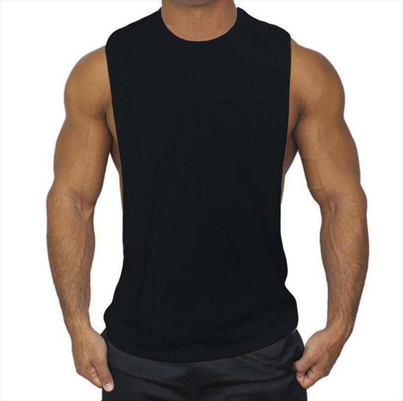

mens tank bodybuilding men gyms clothing muscle o neck cotton sleeveless stringer, White;black