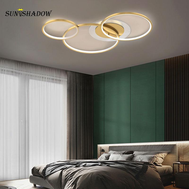 

Ceiling Lights Modern LED Light Gold Circle Ring Lamp For Living Room Dining Bedroom Kitchen Metal Chandelier
