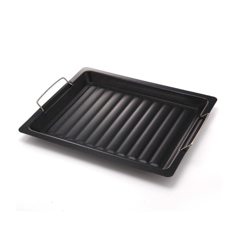 

Tools & Accessories Stainless Steel Steak Frying Pan Korean Non-stick BBQ Grill Cast Iron Plate Outdoor Charcoal Barbecue, Black