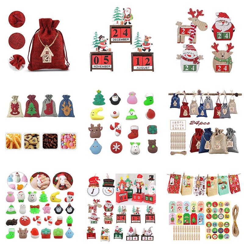 

Christmas Decorations 34 Styles Advent Calendar Bags Set Burlap Gift Kraft Paper With Clips DIY Navidad Decor