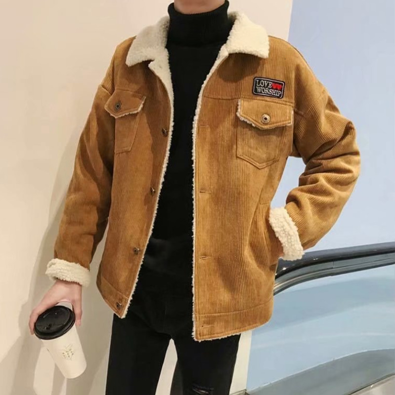 

Men's Jackets Vintage Slim Sherpa Lined Shearling Corduroy Trucker Jacket Military Men Warm Thick Coat CLBS, 1# packing bag