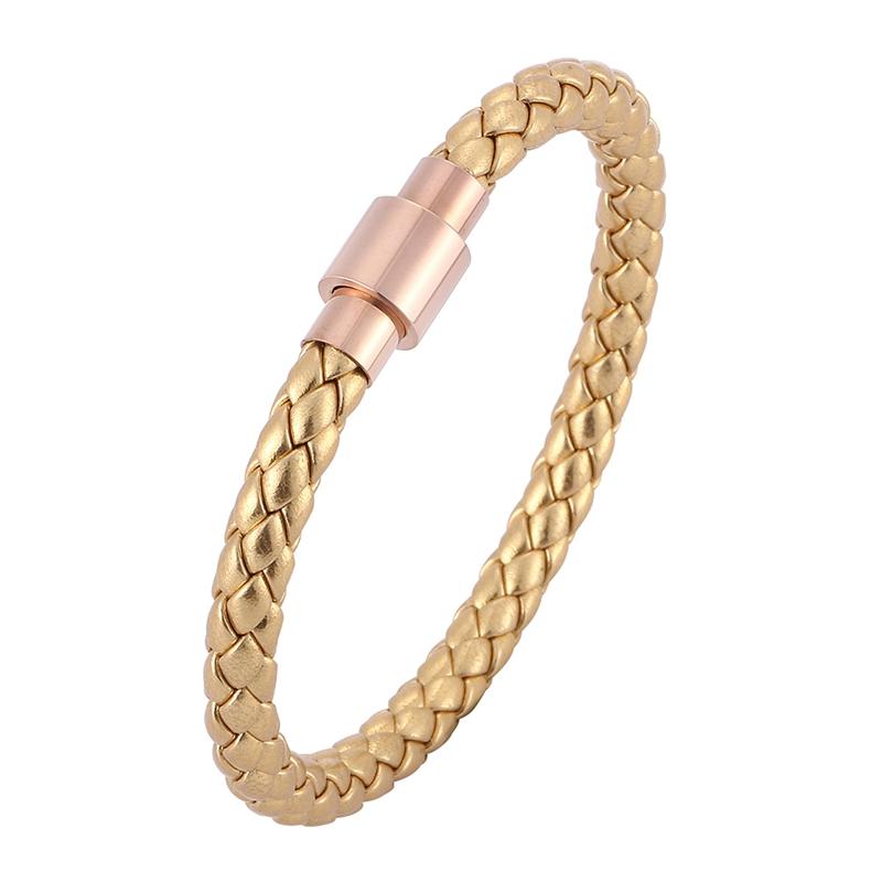 

Charm Bracelets Punk Men Women Jewelry Hand Bracelet Rose Gold Color Stainless Steel Magnet Buckle Fashion Wristband SP0528