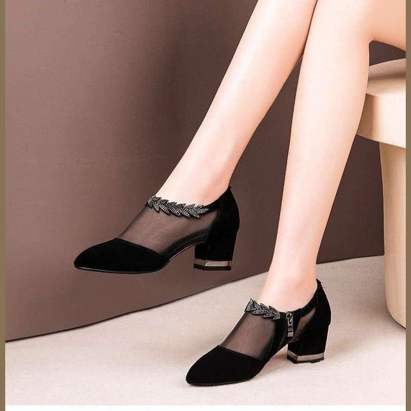 

Dress Shoes Comemore Loafers Summer Women Sandals 2021 Women's Ladies Fashion Slip-on High-heeled Basic Casual Office Medium Heels, Black1