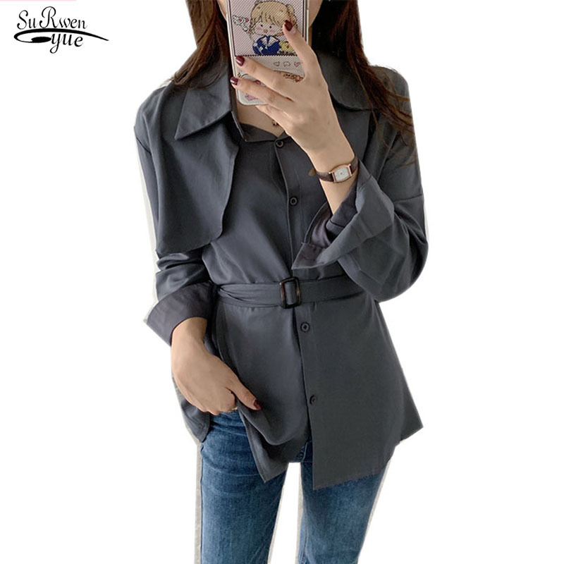 

Fashion Autumn Chic Blouse Women Long Sleeve Shirt Casual Lace Up Shirts Elegant Lapel Neck OL White Tops Blusas Femininas 12009 210521