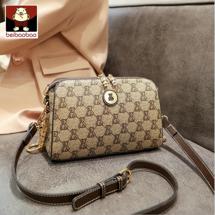 

wholesale brand women shoulder bag retro printed leather messenger bags elegant atmosphere coffee fashion handbag high quality contrast leathers handbags