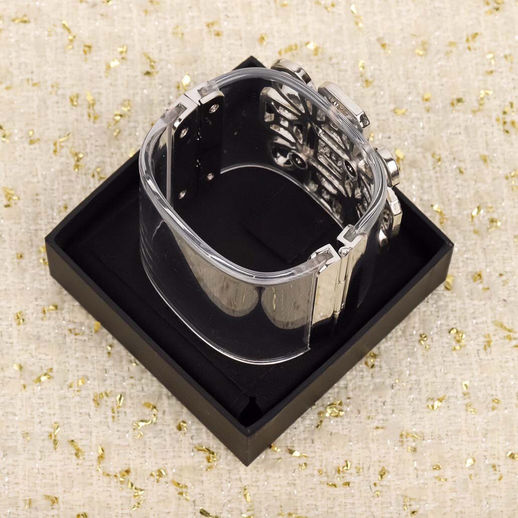 

Acrylic transparent charm bracelet with metal design and sparkly diamond for women engagement jewelry gift have box PS4640