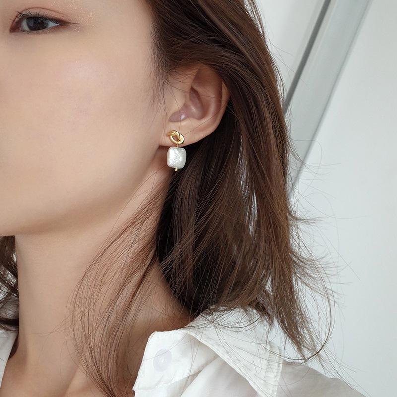 

Stud S925 Sterling Silver Matte Personality Knotted Earrings For Women Birthday Gift Fine Jewelry, Golden;silver