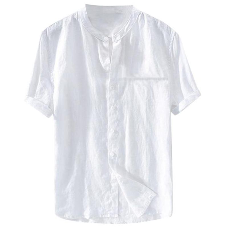 

Big And Tall Man Linen Shirts Summer Short Sleeve Outerwear Top Tees Oversized European Street Shirt For Men Plus Size 5XL Men's Polos, Black