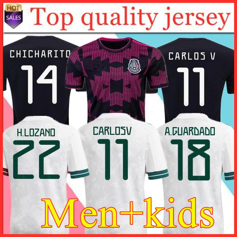 

Fans Player version Mexico soccer jerseys Copa america Camisetas 20 21 CHICHARITO LOZANO DOS GUARDADO 2021 football shirts Men + Kids sets k, Black;yellow
