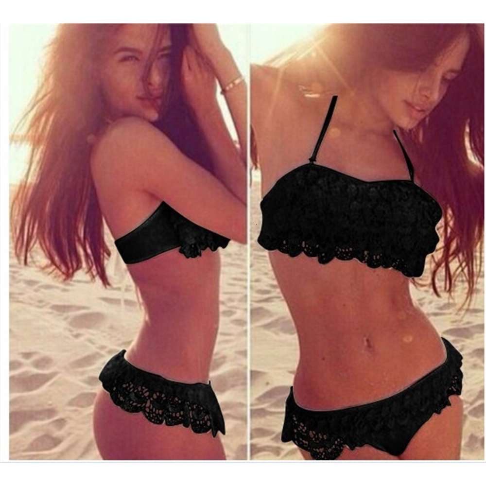 Women&#039;s Sexy Peony Lace Swimsuit Split Bikini triangl swimwear-image-692570130