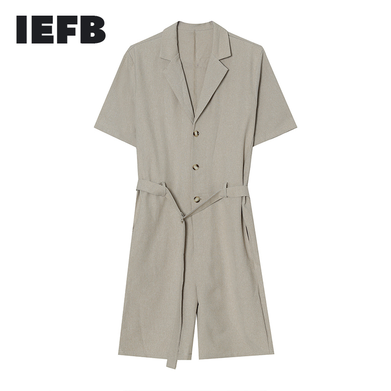 

IEFB Men's Clothing Loose Overalls Spring Summer Fashion Korean Solid Color Short Sleeve Jumpsuit 9Y5851 210524, Black