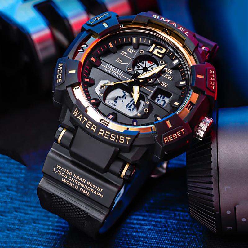 

Wristwatches SMAEL Brand Fashion Camouflage Military Digital Quartz Watch Men Waterproof Outdoor Sports Watches Mens Relogio Masculino, Pwat045light blue