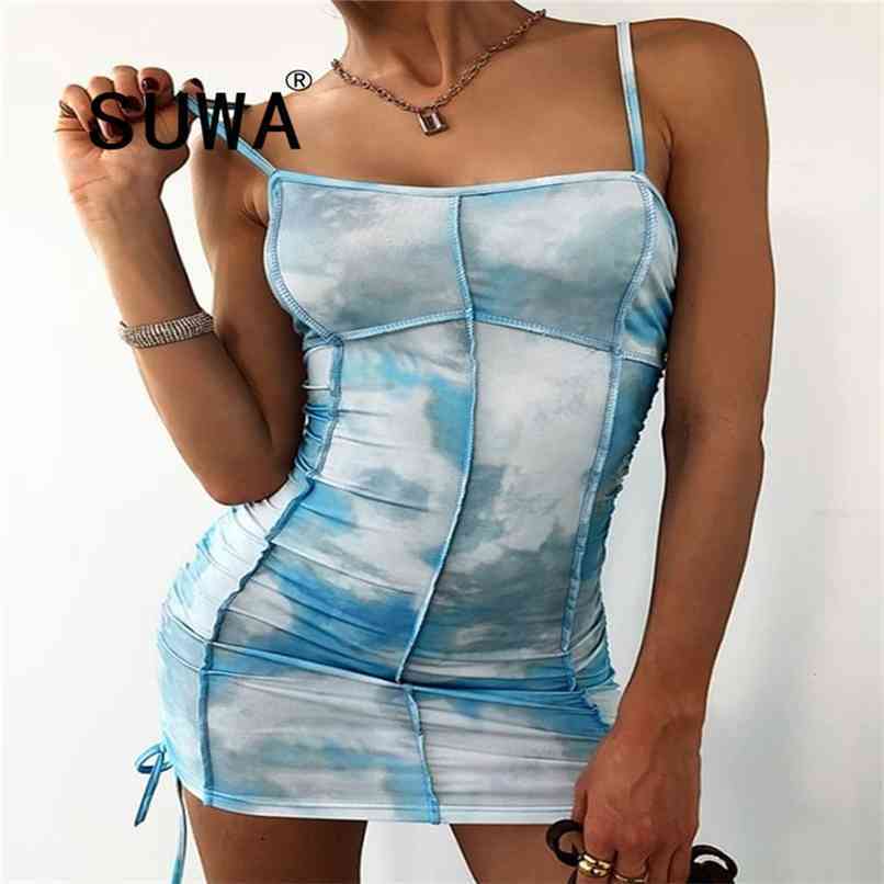 

Women Celebrity Fashion Spaghetti Strap Dresses For Summer Deals Evening Party Bodycon Sexy Dress Wholesale 210525, Sky blue