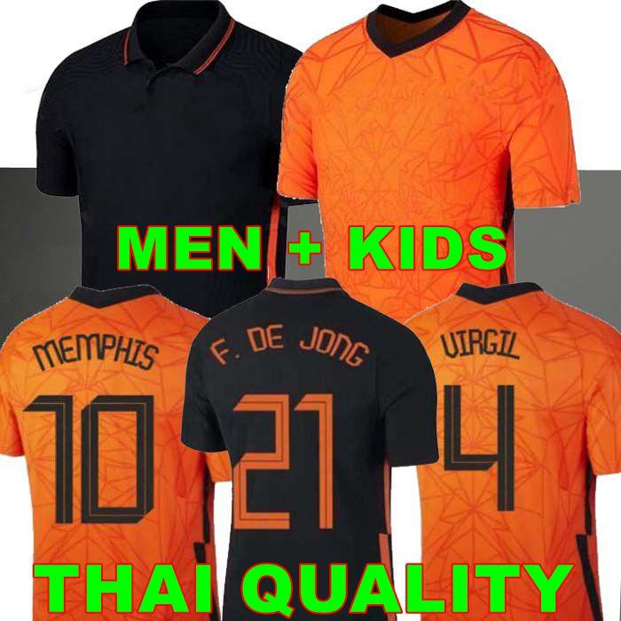 

2020 2021 Dutch National Football Team MEMPHIS DE JONG Netherlands DE LIGT STROOTMAN VAN DIJK VIRGIL Men's + Kids Football Uniform Set, Black;yellow