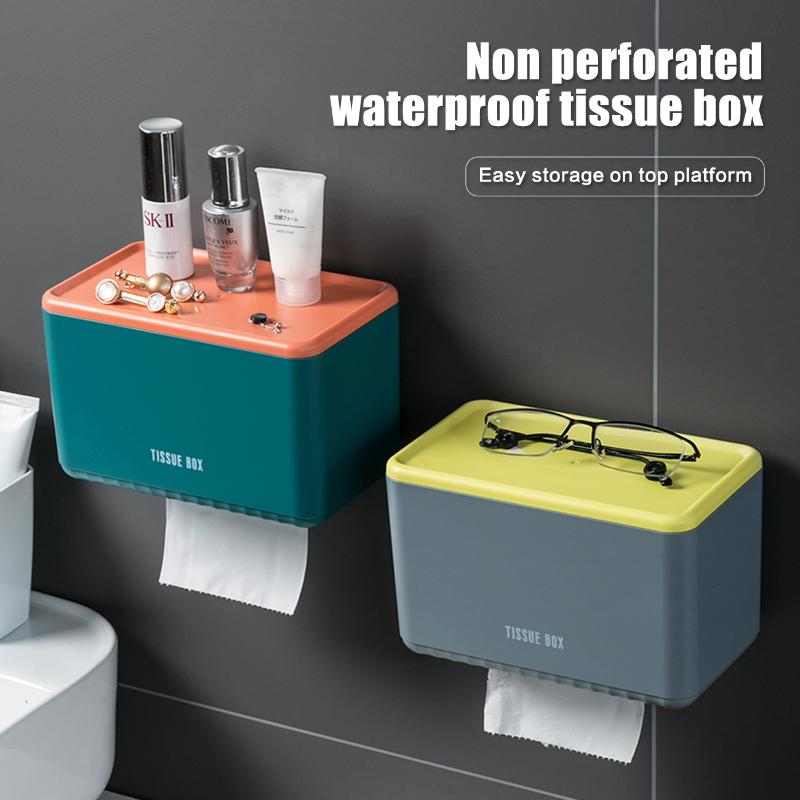 

Toilet Tissue Box Perforated Roll Paper Storage Rack Waterproof Pumping Boxes & Napkins