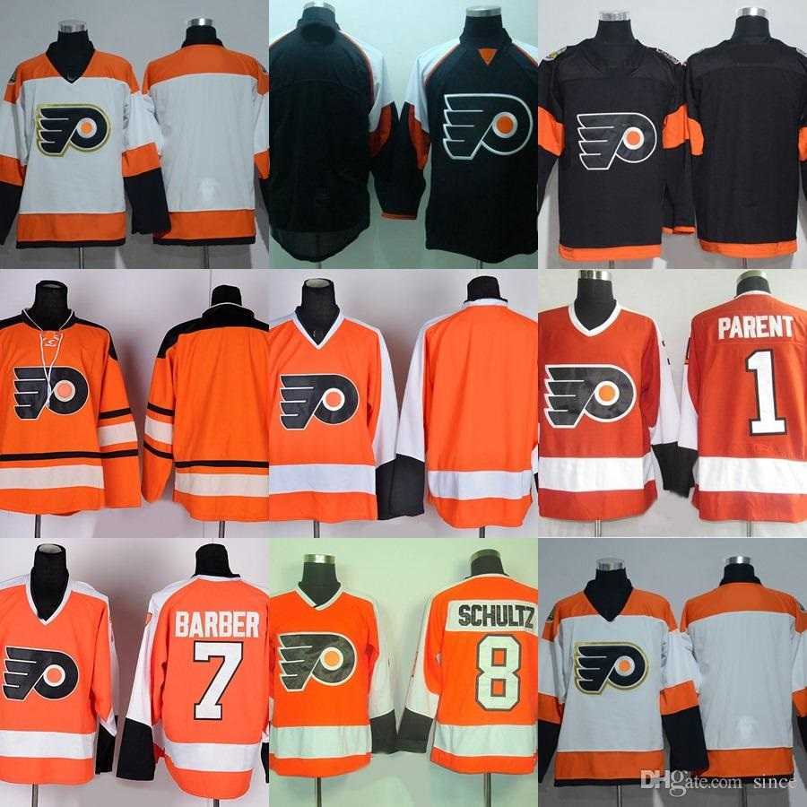 

Factory Outlet Men's Philadelphia Flyers #blank #1 Parent #7 Barber #8 Schultz Black Orange Beige Best Quality ice hockey jerseys free shipp