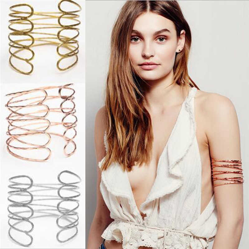 

Women Gothic Jewelry Trendy Alloy Geometric Armband Upper Arm Cuff Bracelets & Bangles Exaggerated Party Accessories Q0719