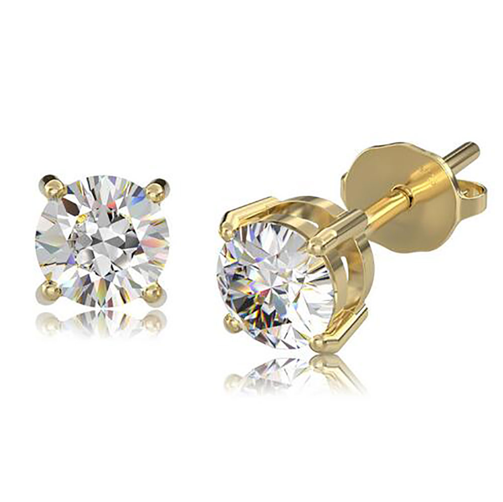 

360 Round Moissanite Micro Pave Bling Earrings 925 Sterling Silver Iced Out Stud Earring With Safety Screw Back Flat