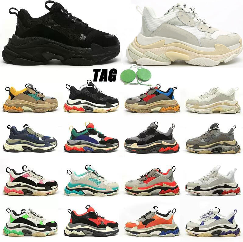 

classics Triple s mens women Casual Shoes platform sneakers Fashion 17FW old Dad black white grey green rose gold tennis trainers jogging walking casual, With box
