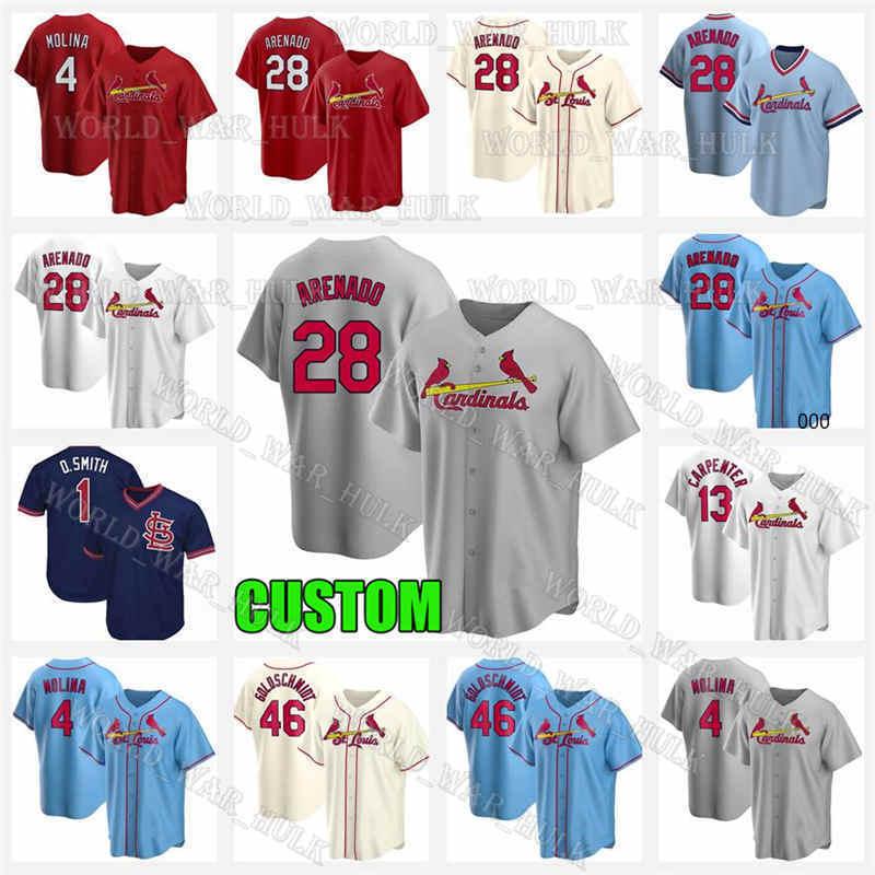 

28 Nolan Arenado Jerseys St. Louis 46 Paul Goldschmidt Yadier Molina Baseball Matt Carpenter Jack Flaherty Dexter Fowler Kolten Wong Women, Blue;black