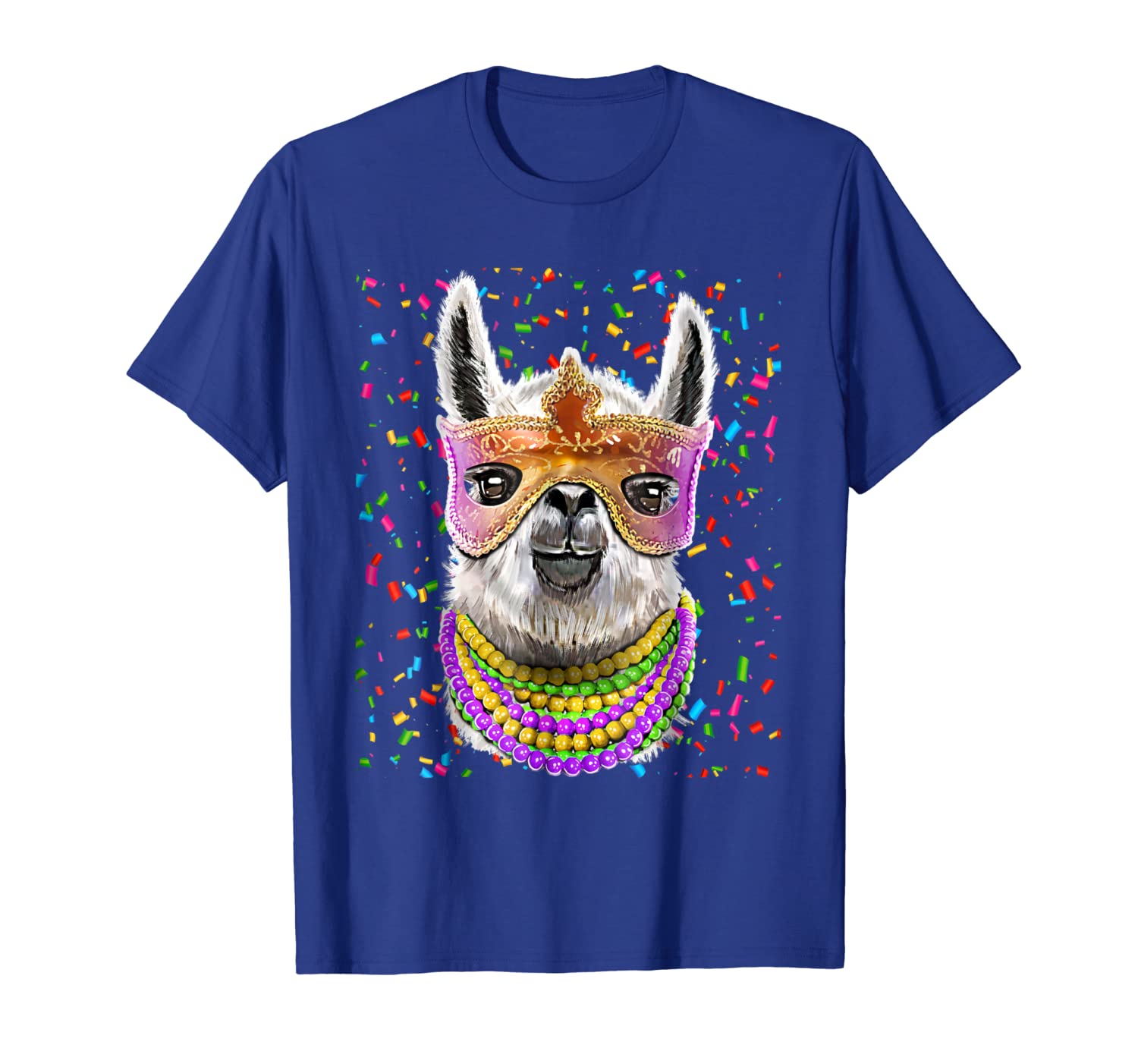 

Mardi Gras Llama Shirt Mardi Gras Bead Llama Lover Costume, White;black