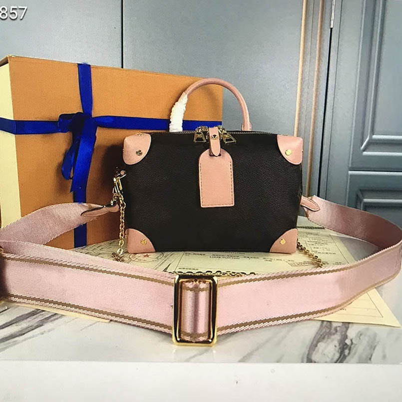 

M45531 women handbags shoulder bags leather embossed tag luxurys designers classic fashion ladies crossbody bag emboss purses, Brown flower embossed four corners red