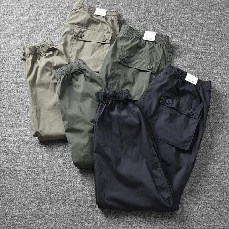 

Men's Pants Japan Style Retro Wash Cotton Men Casual Solid Cargo Army Green Black Streetwear Joggers Elastic Waist Fashion Trousers