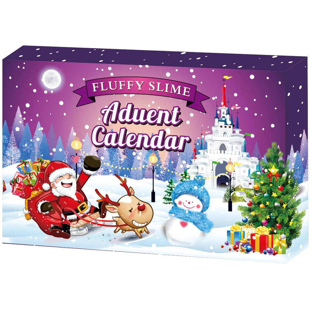 

24pcs/set Toys Christmas Slime Advent Calendar Countdown Blind Box Surprise Demolition and DIY Decompression Toy Vent Squeeze Bubble Gum Crystal Mud Party Novelty