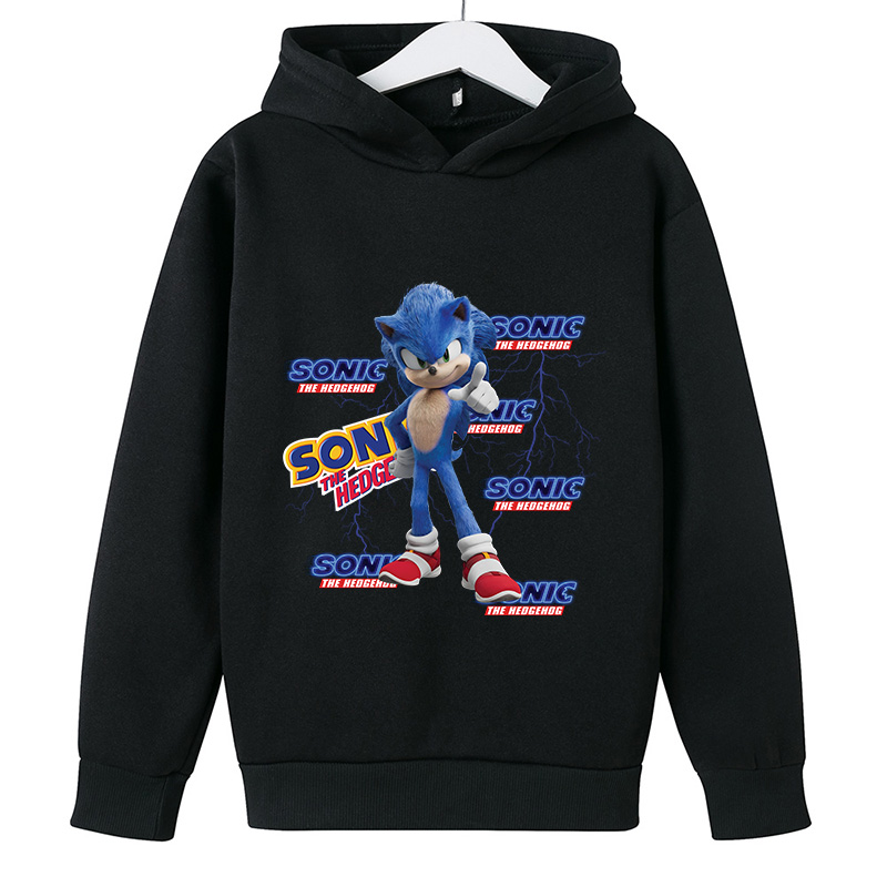 

2021 Spring Sonic the Hedgehog Fashion Sweatshirt Boys And Girls 3D Printed Sweater Children's Animation Hoodies children Clothing, White