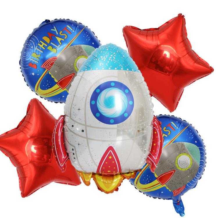 Astronaut spaceship aluminum foil balloon flying saucer rocket cartoon science fiction milky way kids birthday theme party solar system decoration