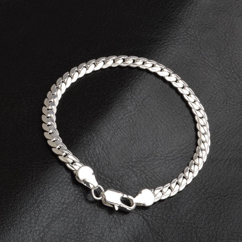 

925 Sterling Silver 6MM Full Sideways Bracelet For Women Men Chain 20cm Bracelet Fashion Wedding Engagement Jewelry 1217 T2