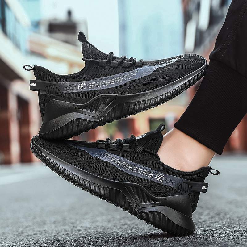 

Athletic Low-top men sports running shoes casual mesh flying white black beige men's breathable outdoor jogging walking, A1