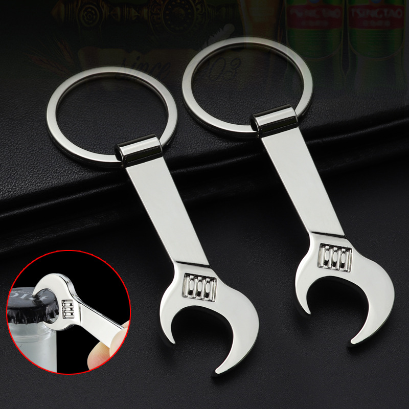 

Promotional Gift Portable Bottle Opener Wrench KeyChain Silver Plated Alloy Key Chain