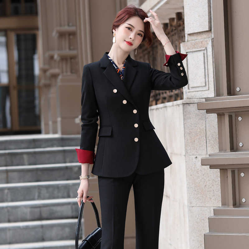 

Temperament Women' Suit Pants Two-piece Office Suits Autumn and Winter Single-breasted Female Jacket Casual Business Wear 210527, Blazer pants a