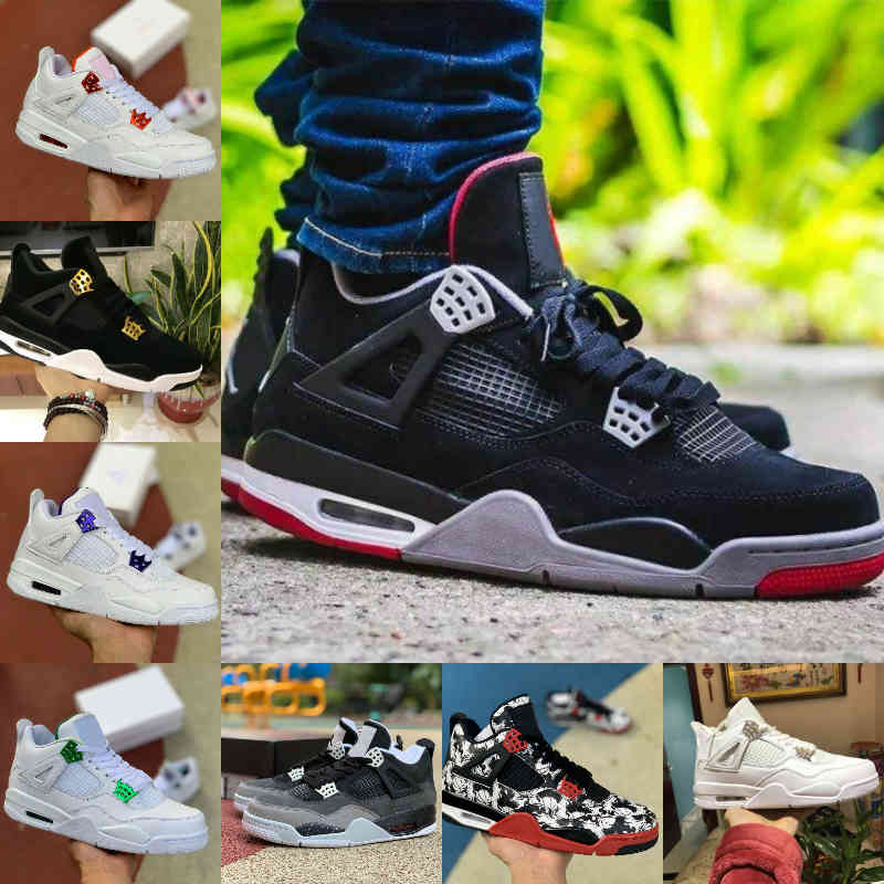 

Sale 2021 Bred Black Cat 4 4s Basketball Shoes Men Mens White Black Cat White Cement Pine Green Court Purple Designer Sneakers IV Pure Money Trainers, X001