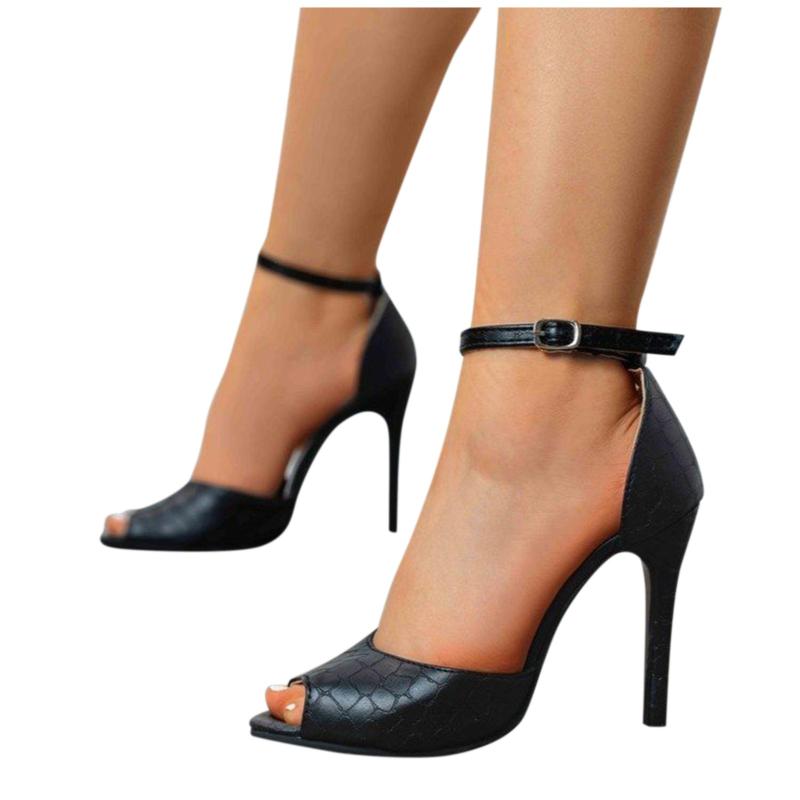 

Dress Shoes Ladies Fashion Plus Size Sexy Fish Mouth Open Toe High Heel Sandals Buckle Strap Casual Super Women's Heels 2021, Black