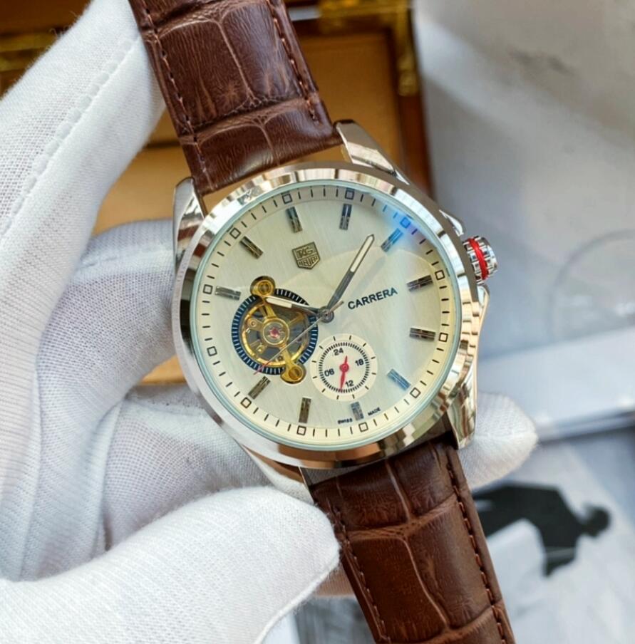 

2022 Mens women Heuer Carrera Watch Stainless Steel with Glide Lock Solid Clasp Automatic Men tag Monaco Watches Wristwatches #24557, Champagne