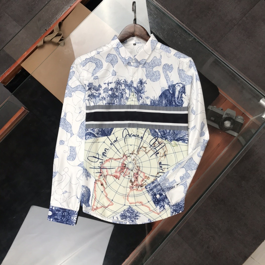 

2021 luxury designer fashion men's shirts long sleeve business casual brand spring slim shirt M-3XL#0226, Multi