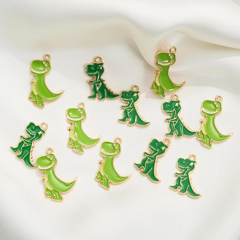 

Charms LISM 2021 10pcs/lot Cartoon Enamel Dinosaur Pendant For DIY Bracelet Keychain Earring Jewelry Making Accessories, Bronze;silver