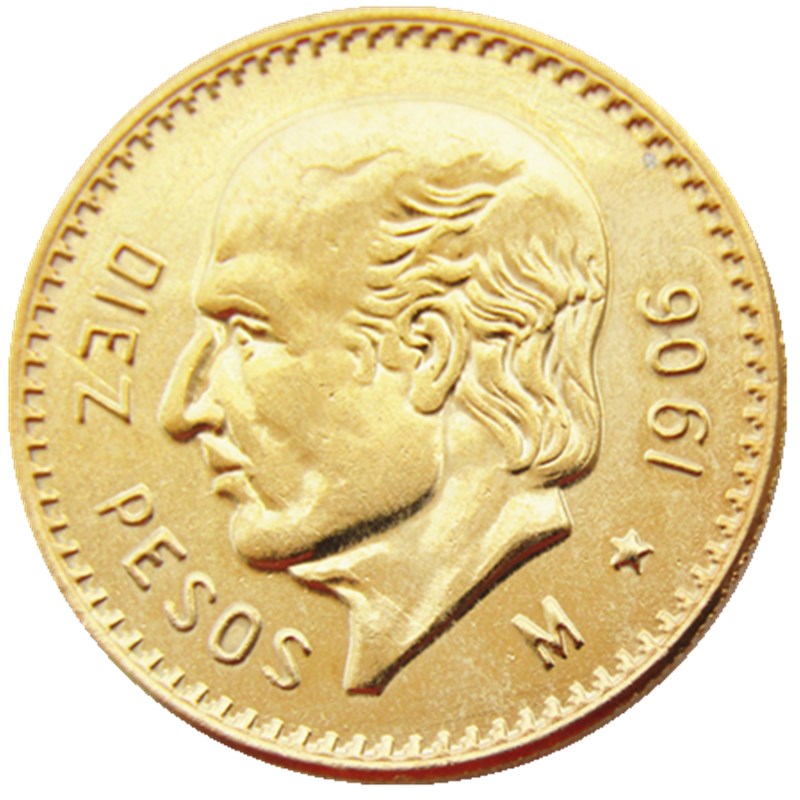 

Mexico 10 Pesos 1905-1959 10pcs Date For Chose Craft Gold Plated copy coin home decoration accessories