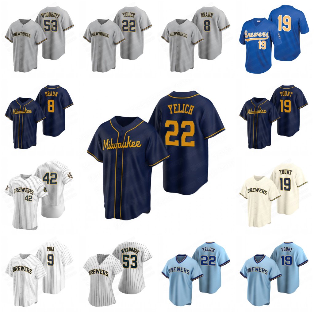 

Milwaukee 53 Brandon Woodruff Brewers Jerseys 22 Christian Yelich 8 Ryan Braun 12 Justin Smoak 6 Lorenzo Robin Yount Cain Keston Hiura 57 eric yardley 39 burnes Jersey, Custom