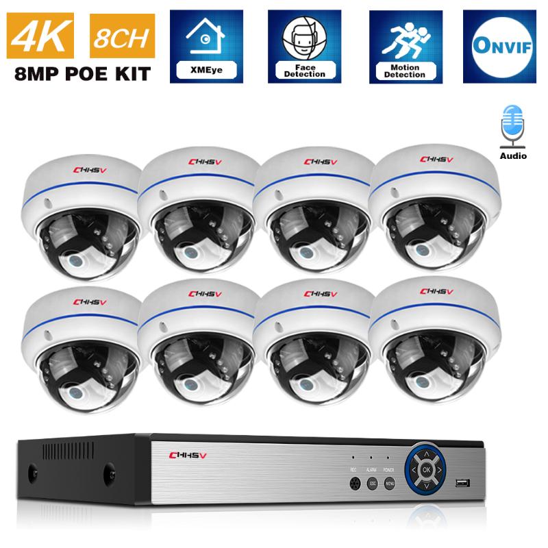 

Wireless Camera Kits CCTV Security System Kit 4k 8ch POE NVR Outdoor Waterproof IP Dome Video Surveillance Set 8MP 16CH