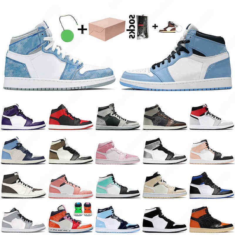 

Top Quality With Box 1s Basketball Shoes 1 High OG Hyper Royal University Blue Sneakers Digital Pink Women Mens Trainers, #29 gold toe 36-46