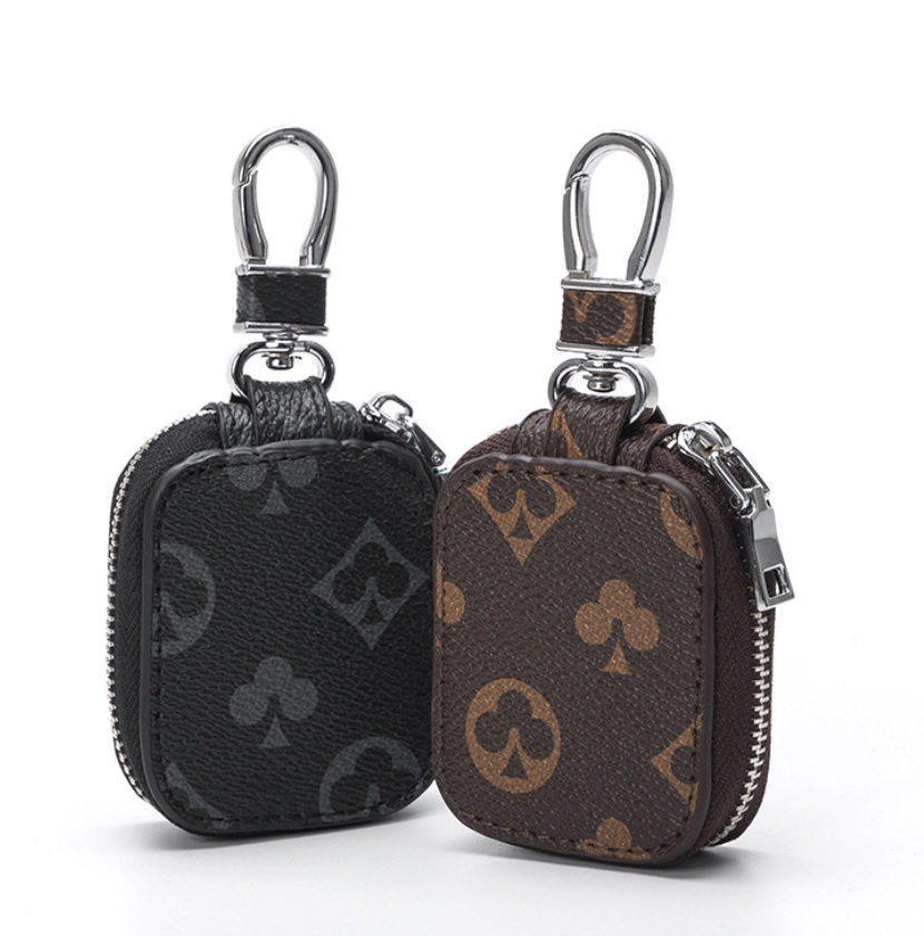 

New Car Key Case Male PU Leather Keys Holder Women Smart Housekeeper Zipper Keychain Case Car Key Pouch Bag Car Key Wallet, Black