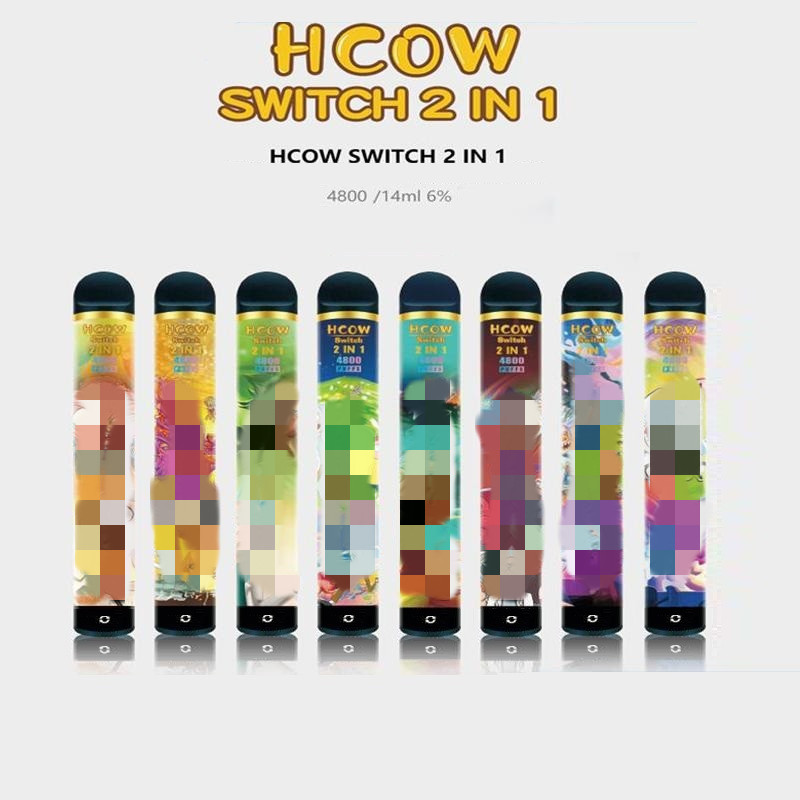 

HCOW Switch 2 IN 1 4800 PUFFS DISPOSABLE VAPE double Cigarette Pre-filled 14ml 1900mAh 8 colors Battery VCAN Shine R and M