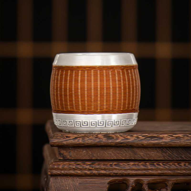 

Cups & Saucers Bamboo Weaving 999 Sterling Silver Tea Cup Home Hospitality Chinese Ceremony Master GungFu Teacup Gifts Teaware Unique