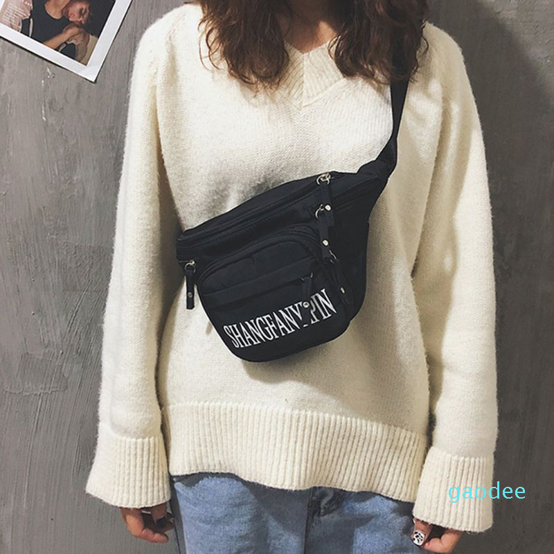 

Designer-Waist Bags Women Fanny Pack Phone Pouch Nylon Letter Print Chest Belt Bum Shoulder Bag Travel Purse, Sky blue