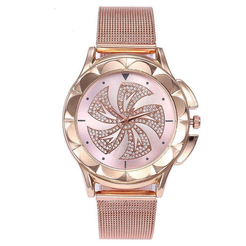 

Wristwatches Montre Fashion Women Rose Gold Colorful Dial Windmills Wrist Watch Luxury Casual Quartz Relogio Feminino Drop, Brown
