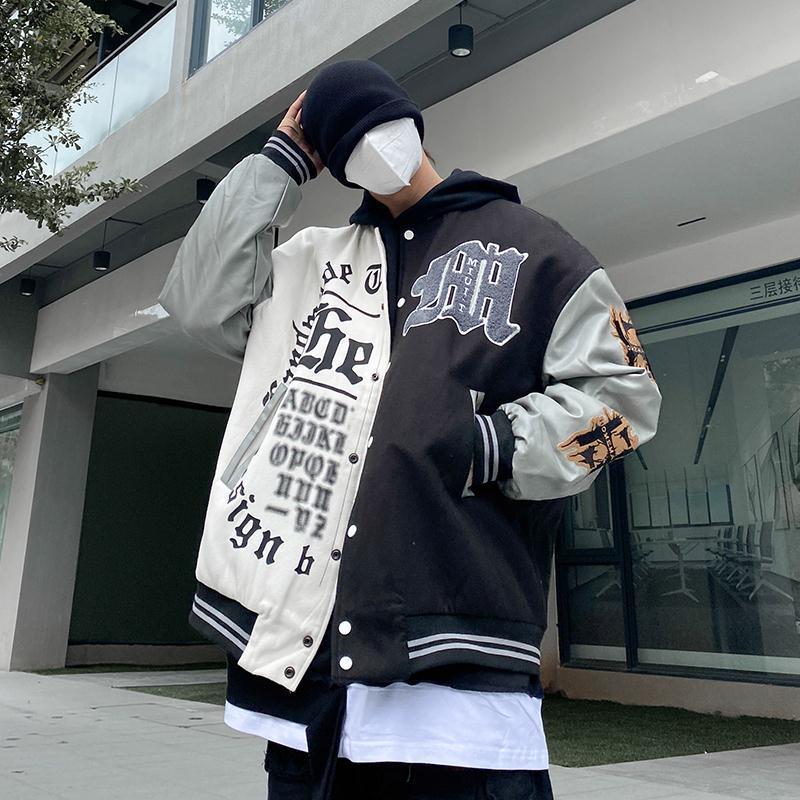 

Men's Jackets American Fashion Letter Embroidery Baseball Uniform Jacket Men Trendy Streetwear Handsome Tops Bomber Korean Style Woman, Black;brown